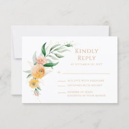 Elegante moderne Oranje Waterverf bloemenbruiloft RSVP Kaartje