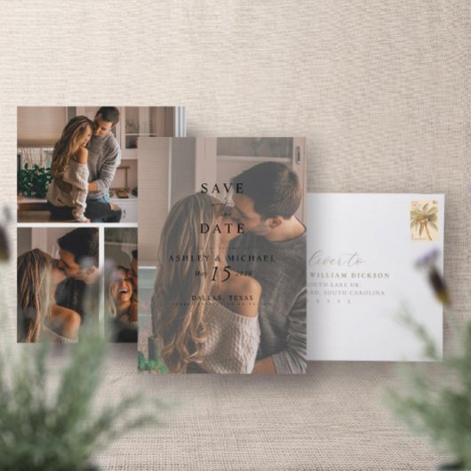 Elegante Moderne Overlay 4 Fototypografie Bruiloft Save The Date