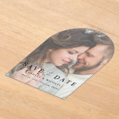 Elegante Moderne Overlay Foto Huwelijk Save the Da Acryl Uitnodigingen (Laagn)