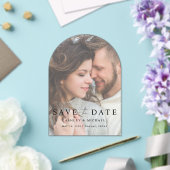 Elegante Moderne Overlay Foto Huwelijk Save the Da Acryl Uitnodigingen (Insitu (Huwelijk))