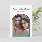 Elegante moderne paar foto bruiloft personaliseren save the date (Staand voorkant)