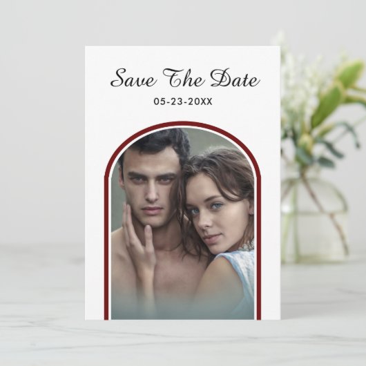 Elegante moderne paar foto bruiloft personaliseren save the date (Staand voorkant)