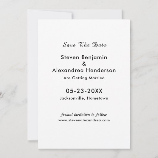 Elegante moderne paar foto bruiloft personaliseren save the date (Achterkant)