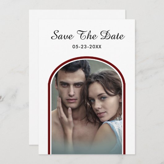 Elegante moderne paar foto bruiloft personaliseren save the date (Voorkant / Achterkant)