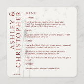 Elegante moderne paardenbloem Crimson rode bruilof Menu (Voorkant)