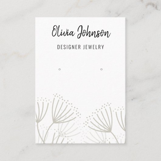 Elegante moderne paardenbloem sieraden oorbel disp visitekaartje (Voorkant)