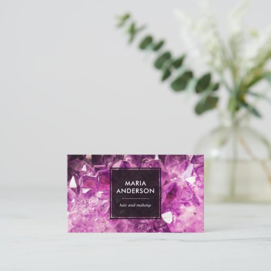 Elegante moderne Paarse Amethist edelsteen Visitekaartje (Staand voorkant)