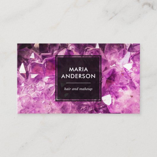 Elegante moderne Paarse Amethist edelsteen Visitekaartje (Voorkant)
