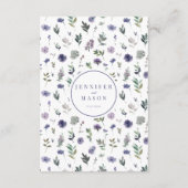 Elegante moderne paarse bloem bruiloft menukaarten informatiekaartje (Achterkant)