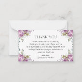 Elegante moderne paarse bloemenbruiloft dank u notitiekaartje (Voorkant)