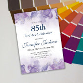 Elegante moderne paarse en gouden bloemen 85ste ve kaart