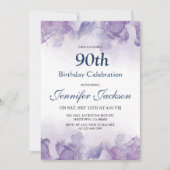 Elegante moderne paarse en gouden bloemen 90e verj kaart (Voorkant)