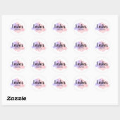 Elegante moderne paarse en roze waterverf zweeft ronde sticker (Vel)