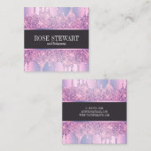 Elegante moderne paarse glitter druppelt spijkers vierkante visitekaartje (Voorkant / Achterkant)