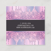 Elegante moderne paarse glitter druppelt spijkers vierkante visitekaartje (Achterkant)