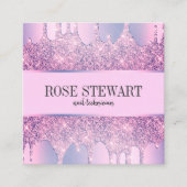 Elegante moderne paarse glitter druppelt spijkers vierkante visitekaartje (Voorkant)