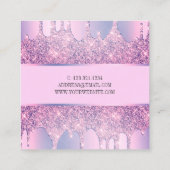 Elegante moderne paarse glitter druppelt spijkers vierkante visitekaartje (Achterkant)