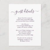 Elegante moderne paarse huwelijksdetails informatiekaartje (Voorkant)