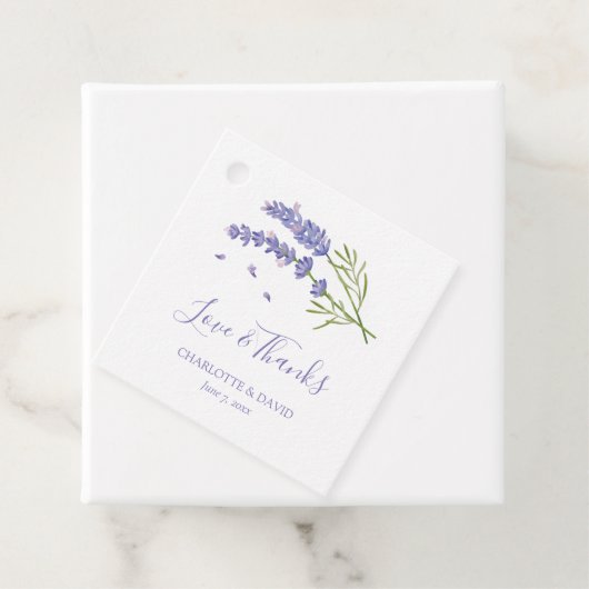 Elegante moderne Paarse lavendel bloemenbruiloft Bedankjes Labels (In situ)
