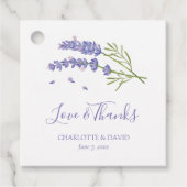 Elegante moderne Paarse lavendel bloemenbruiloft Bedankjes Labels (Voorkant)
