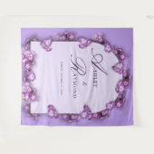 Elegante moderne Paarse Lila Moonlight Arch Floral Wandkleed (Voorkant (horizontaal))