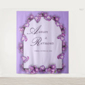 Elegante moderne Paarse Lila Moonlight Arch Floral Wandkleed (Voorkant)