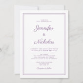 Elegante moderne Paarse Lila script bruiloft Kaart (Voorkant)