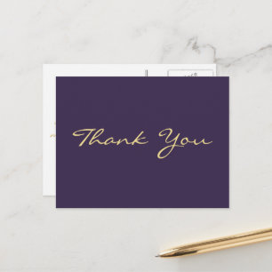 Elegante Moderne Paarse Nep Gouden Script Bedankt Briefkaart