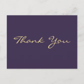 Elegante Moderne Paarse Nep Gouden Script Bedankt Briefkaart (Voorkant)