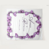 Elegante moderne paarse seringen witte boog bloeme wandkleed (Voorkant (horizontaal))