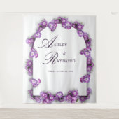 Elegante moderne paarse seringen witte boog bloeme wandkleed (Voorkant)