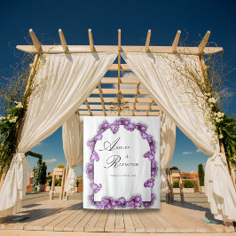 Elegante moderne paarse seringen witte boog bloeme wandkleed