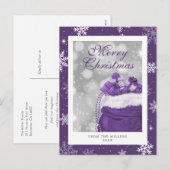 Elegante moderne Paarse sneeuwvlok Vrolijk kerstfe Feestdagenkaart (Voorkant / Achterkant)
