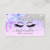 Elegante moderne paarse zilverwimpers visitekaartje (Voorkant)