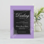Elegante moderne paarse & zwarte bruids-shower kaart (Staand voorkant)
