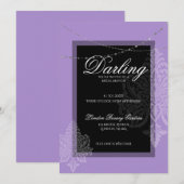 Elegante moderne paarse & zwarte bruidsdouche  kaart (Voorkant / Achterkant)