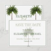 Elegante moderne palmbomen trouwkaart 'Save the Da Save The Date (Voorkant / Achterkant)
