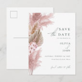 Elegante Moderne Pampas Grass Wedding Save the Dat Aankondigingskaart (Voorkant / Achterkant)