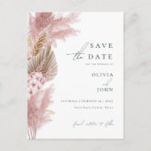 Elegante Moderne Pampas Grass Wedding Save the Dat Aankondigingskaart (Voorkant)