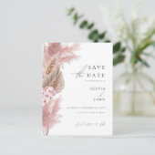 Elegante Moderne Pampas Grass Wedding Save the Dat Aankondigingskaart (Staand voorkant)