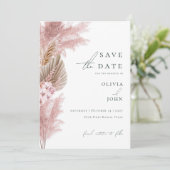 Elegante Moderne Pampas Grass Wedding Save the Dat Kaart (Staand voorkant)