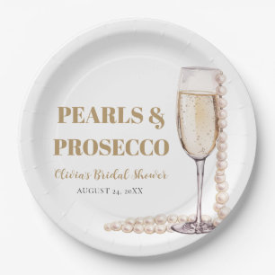 Elegante moderne parels en Prosecco bruidsdouche Papieren Bordje