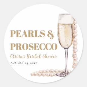 Elegante moderne parels en Prosecco bruidsdouche Ronde Sticker
