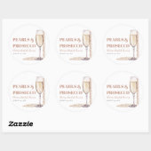 Elegante moderne parels en Prosecco bruidsdouche Ronde Sticker (Vel)