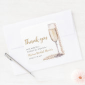 Elegante moderne parels en Prosecco Bruidsdouche Vierkante Sticker (Envelop)