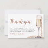 Elegante moderne parels en Prosecco bruidsfeest Bedankkaart (Voorkant)