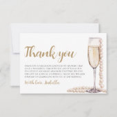Elegante moderne parels en Prosecco bruidsfeest Bedankkaart (Voorkant)