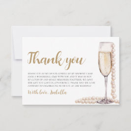 Elegante moderne parels en Prosecco bruidsfeest Bedankkaart