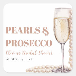 Elegante moderne parels en Prosecco bruidsfeest Vierkante Sticker