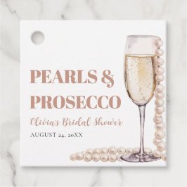 Elegante moderne parels en Prosecco Bruidsfeestje Bedankjes Labels